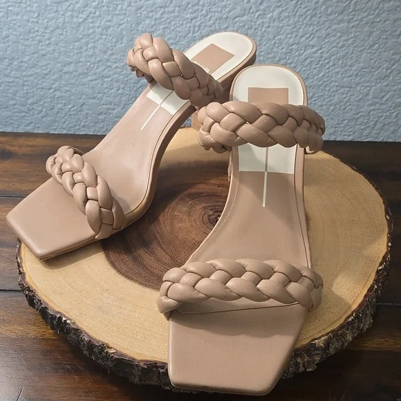 DOLCE VITA Paily Heeled Sandal  Cream Sz 9 Square Toe - Picture 11 of 12